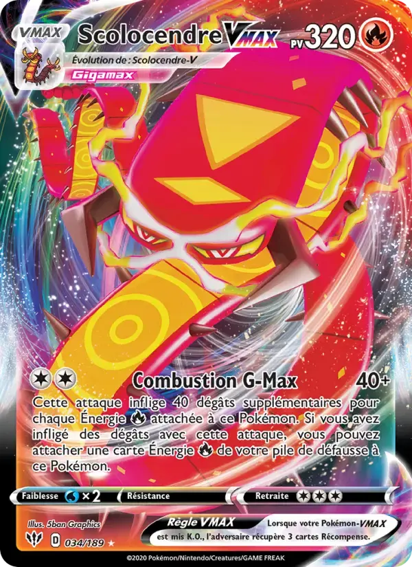 Carte Pokémon Scolocendre VMAX #34 — Ténèbres Embrasées
