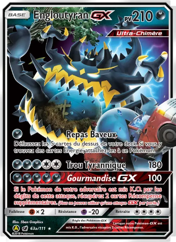 Carte Pokémon Engloutyran-GX #63a — Invasion Carmin