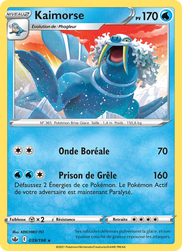 Carte Pokémon Kaimorse #39 — Règne de Glace