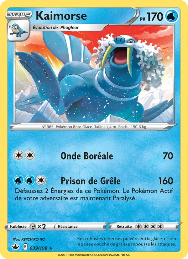 Carte Pokémon Kaimorse #39 — Règne de Glace