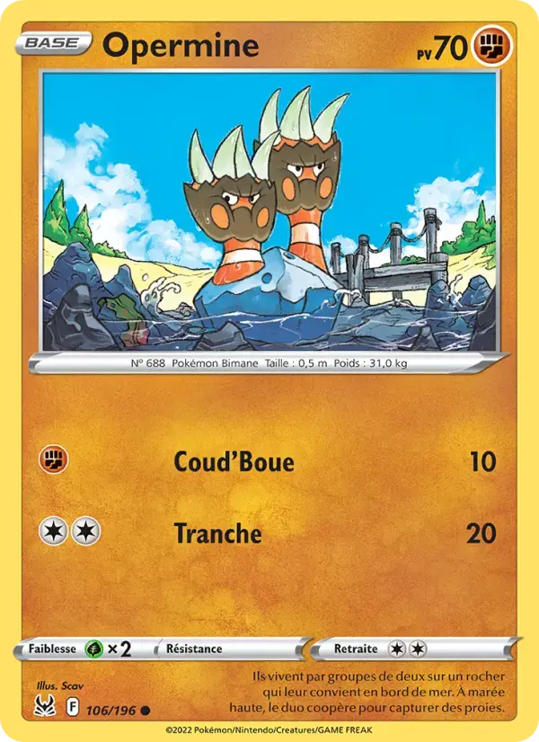 Carte Pokémon Opermine #106 — Origine Perdue