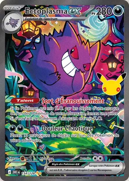 Carte Pokémon Ectoplasma-ex #154 — 30ᵉ Anniversaire