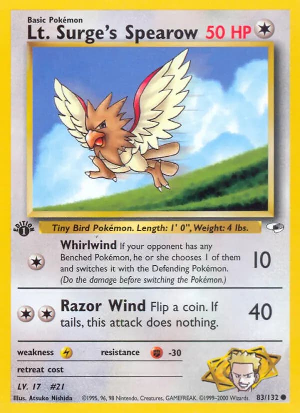 Lt. Surge's Spearow #83 — Gym Heroes