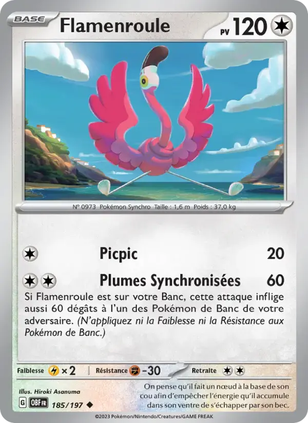 Carte Pokémon Flamenroule #185 — Flammes Obsidiennes