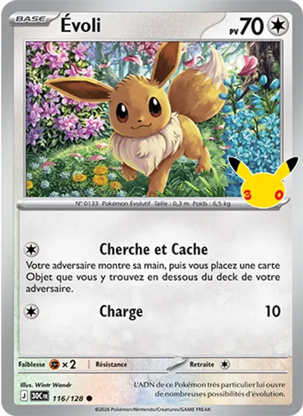 Carte Pokémon Évoli #116 Cosmos Holo — 30ᵉ Anniversaire
