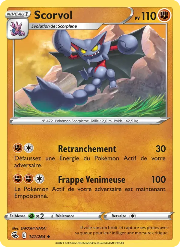 Carte Pokémon Scorvol #141 — Poing de Fusion