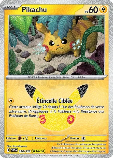 Carte Pokémon Pikachu #038 — 30ᵉ Anniversaire