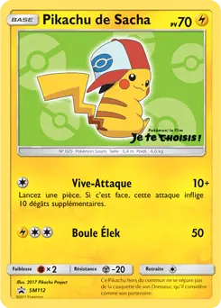 Carte Pokémon Pikachu de Sacha #SM112 — Promos Soleil et Lune