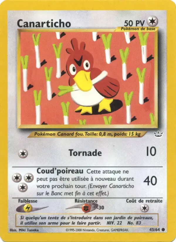 Carte Pokémon Canarticho #43 — Neo Revelation