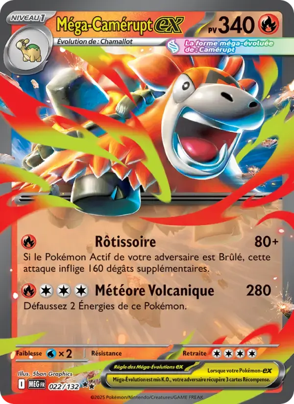 Carte Pokémon Méga-Camérupt-ex #022 — Méga-Évolution