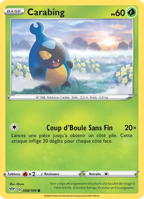Carte Pokémon Carabing #8 — Ténèbres Embrasées