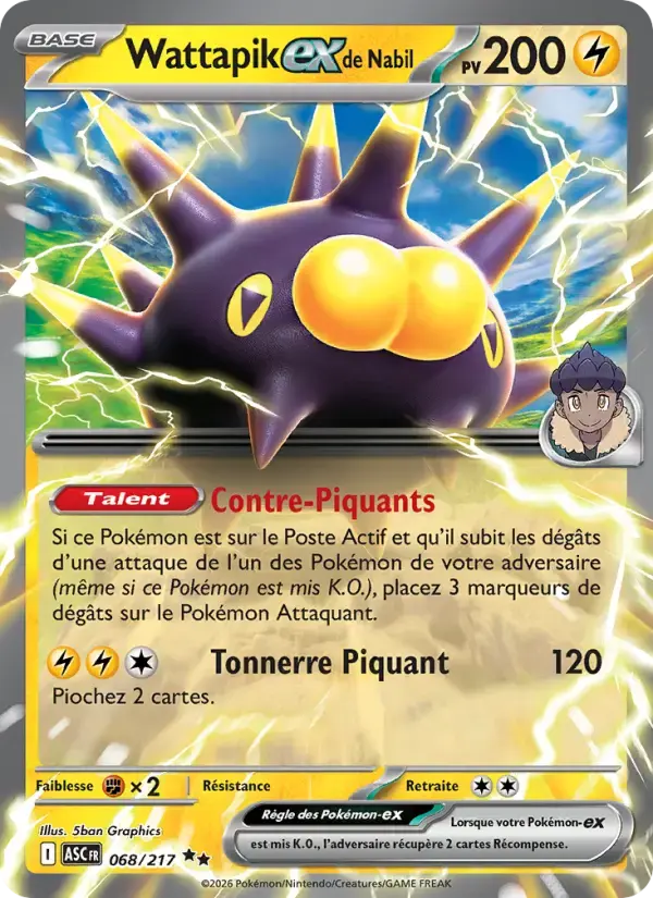Carte Pokémon Wattapik-ex de Nabil #068 — Héros Transcendants