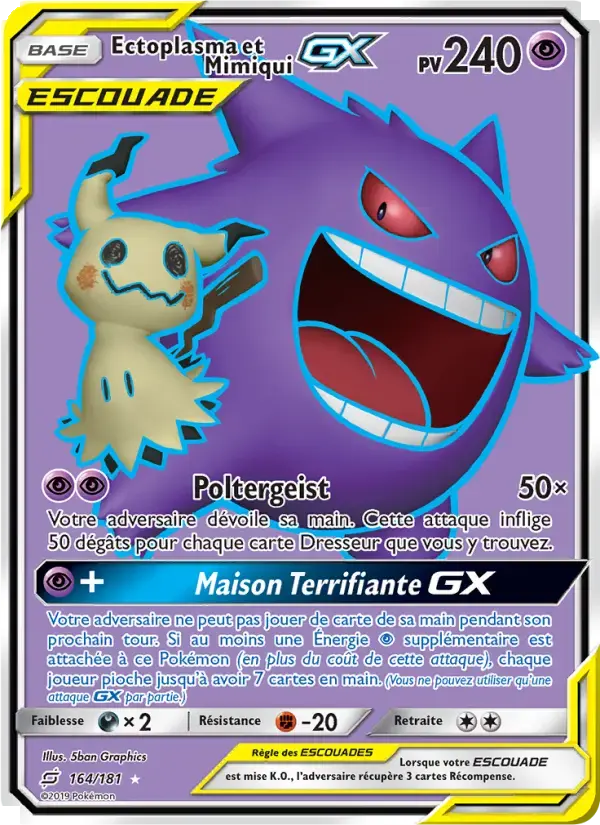 Carte Pokémon Ectoplasma et Mimiqui GX #164 — Duo de Choc