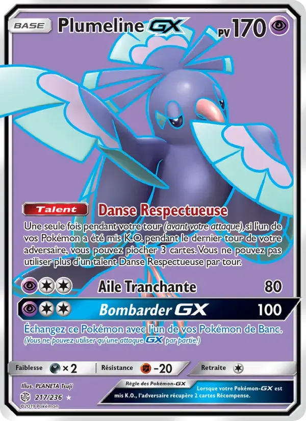 Carte Pokémon Plumeline GX #217 — Éclipse Cosmique
