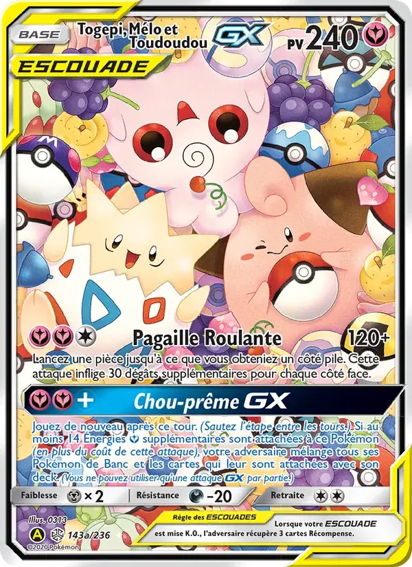 Carte Pokémon Togepi, Mélo et Toudoudou GX #143a — Éclipse Cosmique