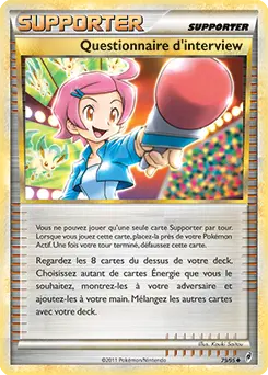 Carte Pokémon Questionnaire d'interview #79 — L'Appel des Légendes