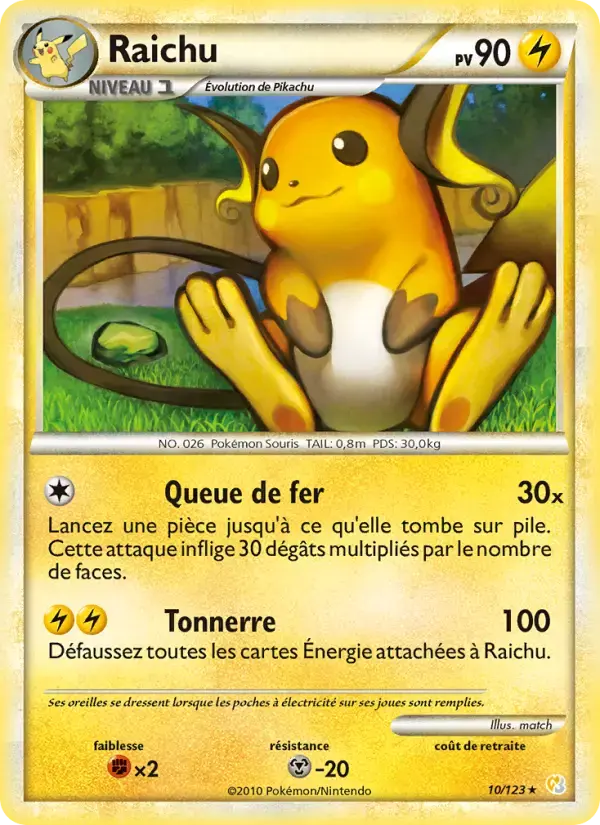 Carte Pokémon Raichu #10 — HeartGold SoulSilver