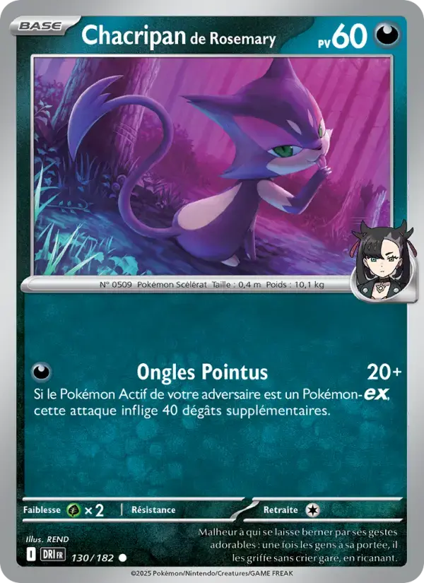Carte Pokémon Chacripan de Rosemary #130 — Rivalités Destinées