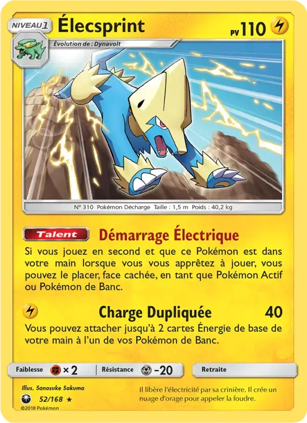 Carte Pokémon Élecsprint #52 — Tempête Céleste