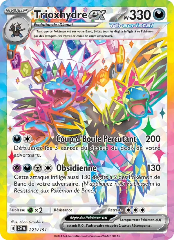Carte Pokémon Trioxhydre-ex #223 — Étincelles Déferlantes