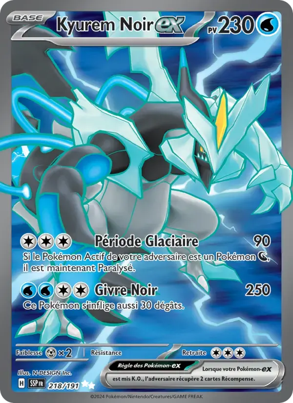 Carte Pokémon Kyurem Noir-ex #218 — Étincelles Déferlantes