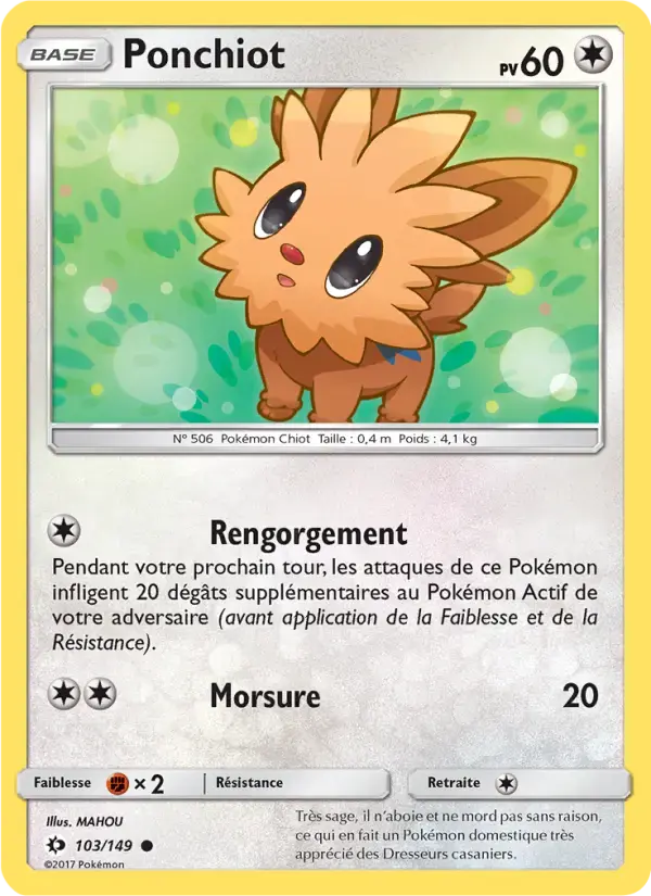 Carte Pokémon Ponchiot #103 — Soleil et Lune