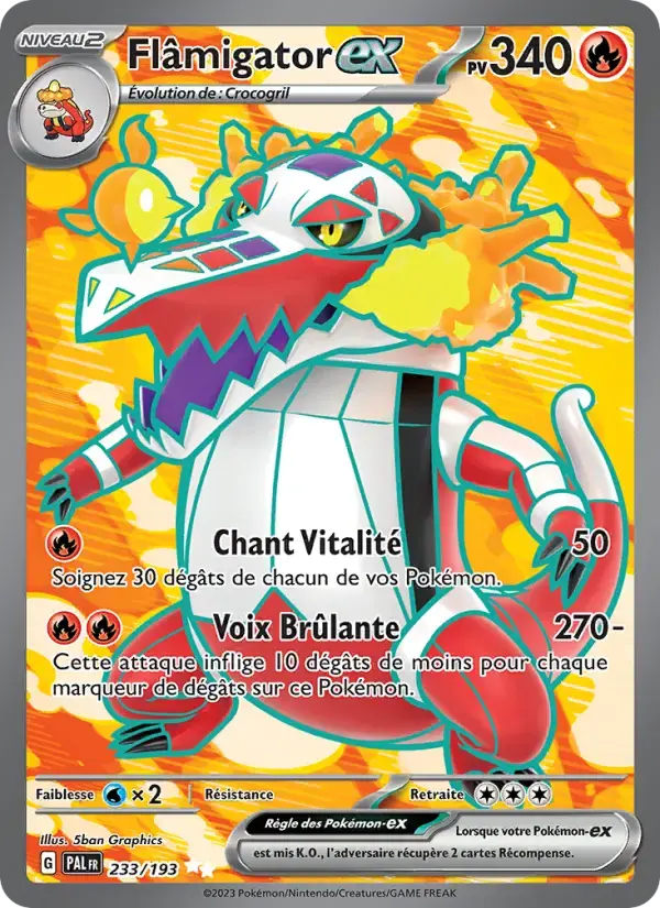 Carte Pokémon Flâmigator-ex #233 — Évolutions à Paldea