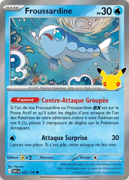 Carte Pokémon Froussardine #022 — 30ᵉ Anniversaire