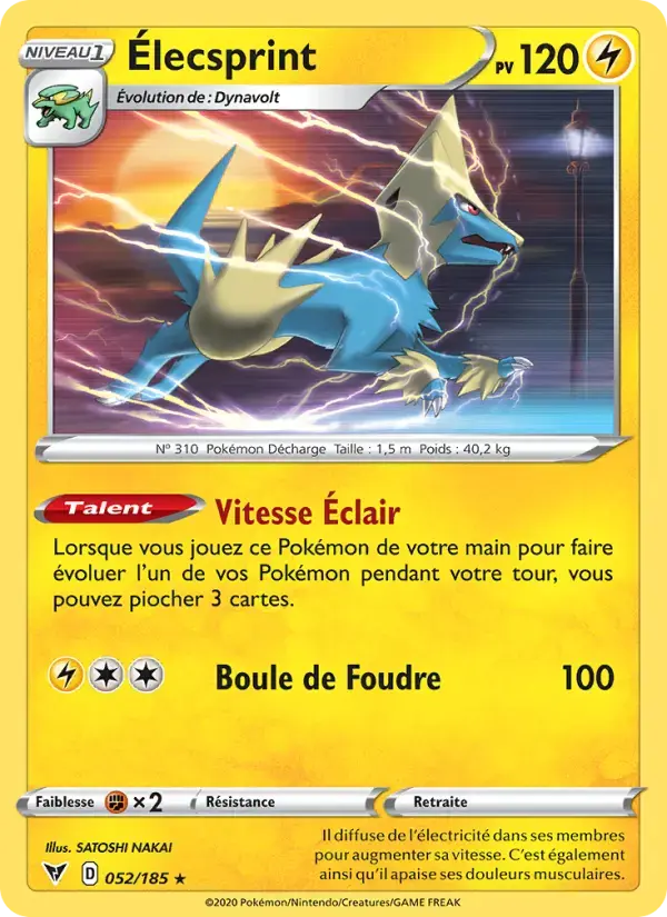 Carte Pokémon Élecsprint #52 — Voltage Éclatant