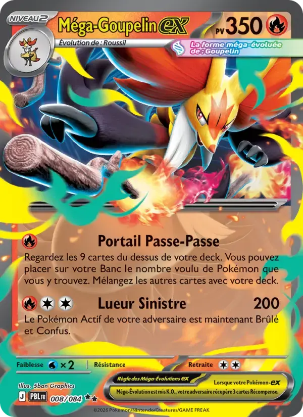 Carte Pokémon Méga-Goupelin-ex #008 — Nuit Noire