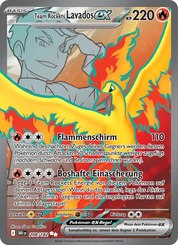 Carte Pokémon Sulfura-ex de la Team Rocket #208 Stamp — Rivalités Destinées