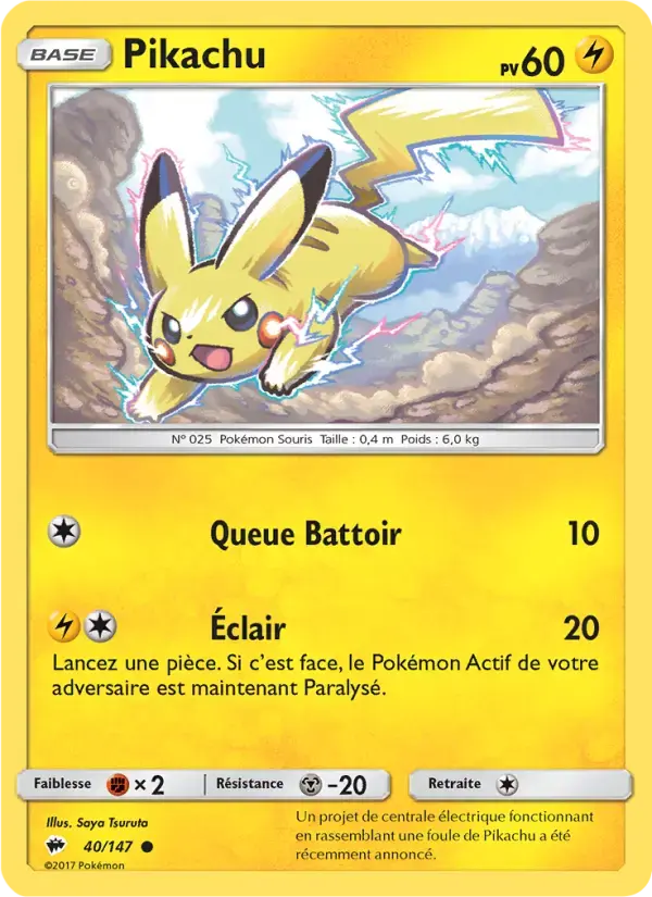 Carte Pokémon Pikachu #40 — Ombres Ardentes