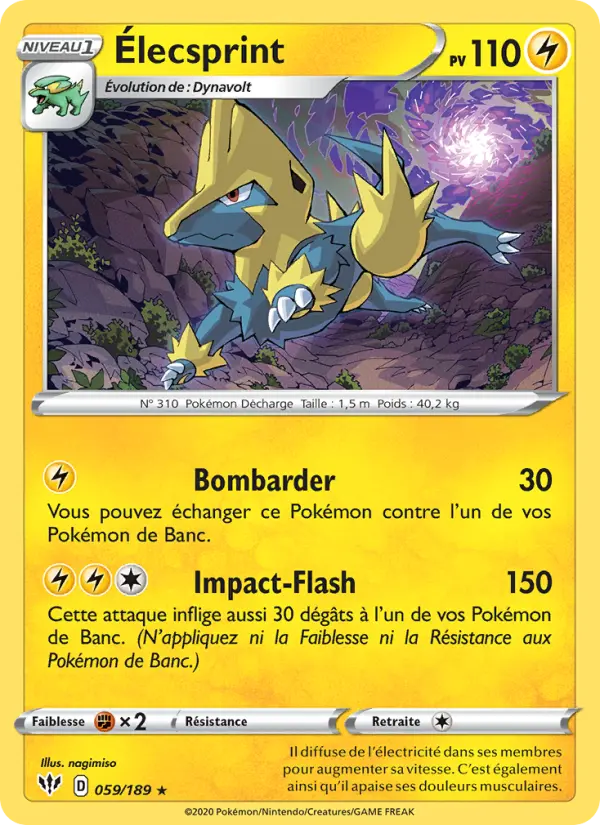 Carte Pokémon Élecsprint #59 — Ténèbres Embrasées