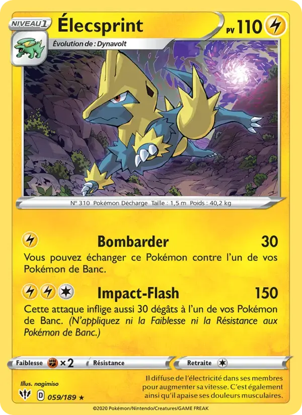 Carte Pokémon Élecsprint #59 — Ténèbres Embrasées