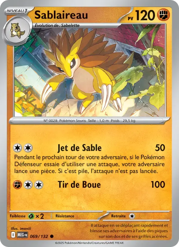 Carte Pokémon Sablaireau #069 — Méga-Évolution