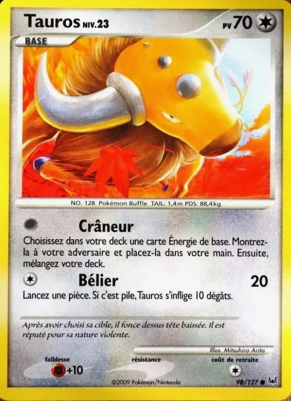 Carte Pokémon Tauros #98 — Platine