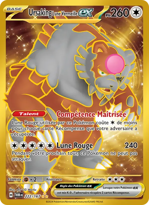 Carte Pokémon Ursaking Lune Vermeille-ex #222 — Mascarade Crépusculaire