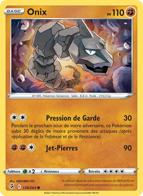 Carte Pokémon Onix #138 — Poing de Fusion