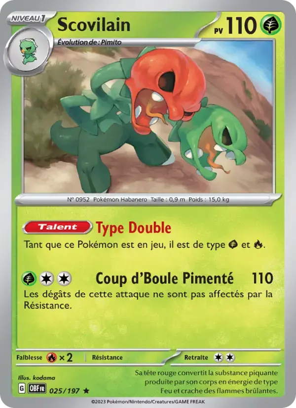 Carte Pokémon Scovilain #025 — Flammes Obsidiennes