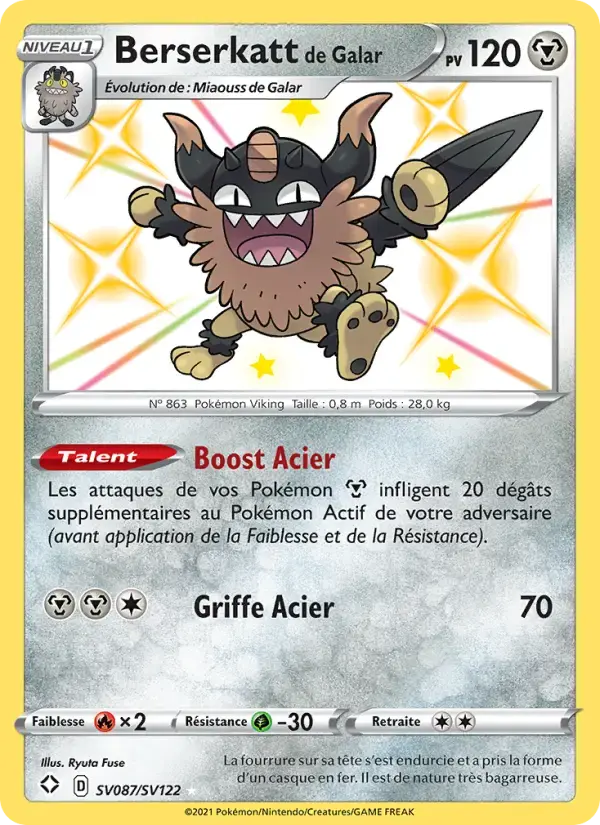 Carte Pokémon Berserkatt de Galar #SV087 — Destinées Radieuses