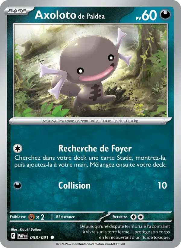 Carte Pokémon Axoloto de Paldea #058 — Destinées de Paldea