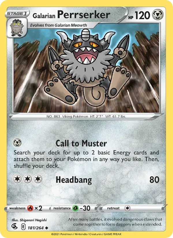 Galarian Perrserker #181 — Fusion Strike