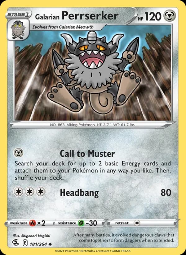Galarian Perrserker #181 — Fusion Strike