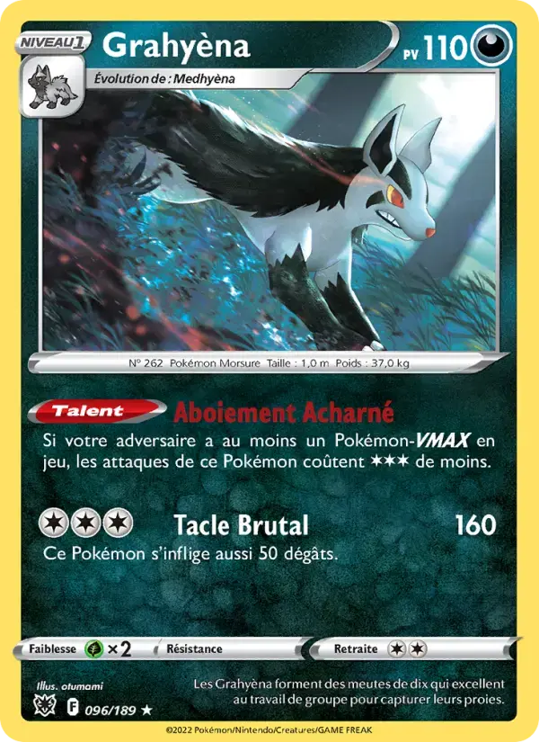 Carte Pokémon Grahyèna #096 — Astres Radieux