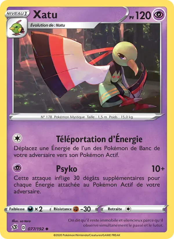 Carte Pokémon Xatu #77 — Clash des Rebelles