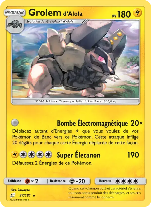 Carte Pokémon Grolem d’Alola #37 — Duo de Choc