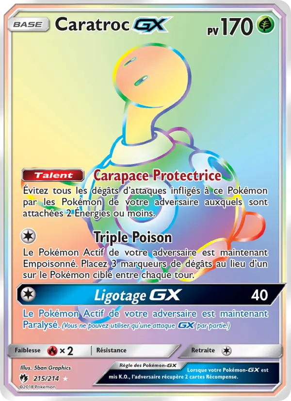 Carte Pokémon Caratroc GX #215 — Tonnerre Perdu