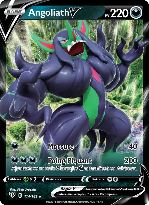 Carte Pokémon Angoliath V #114 — Ténèbres Embrasées