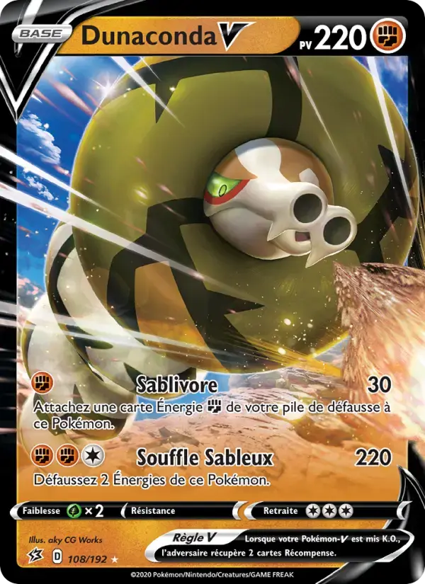 Carte Pokémon Dunaconda V #108 — Clash des Rebelles