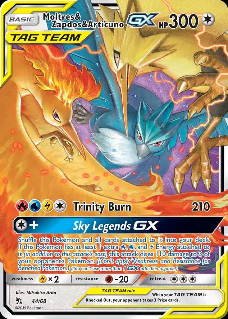 Carte Pokémon Sulfura, Électhor et Artikodin-GX #44 — Destinées Occultes